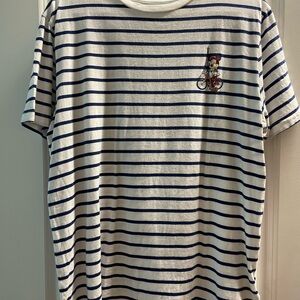 Disney Blue and White Striped Men's Shirt
